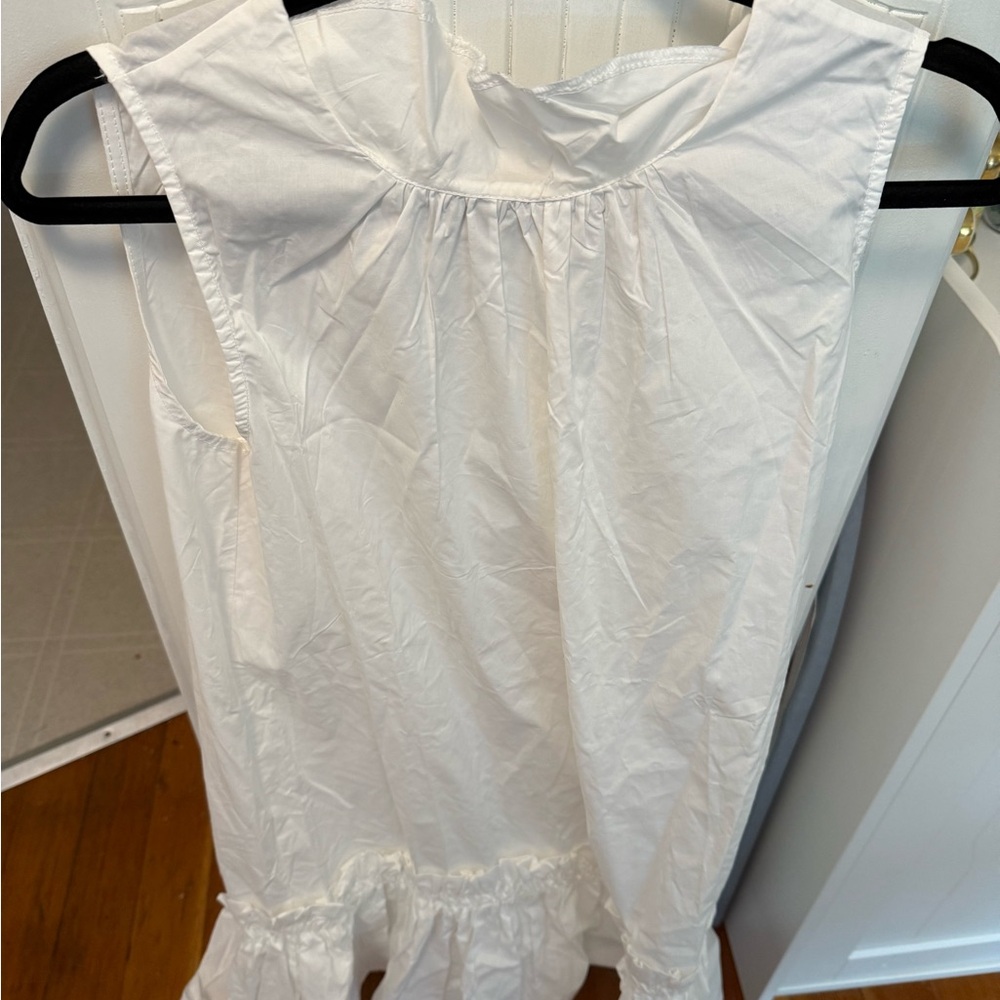Saiph White Sleeveless Ruffle Hem Mini Dress Tie Neck NWT Size Medium